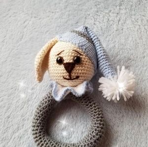 Organic hand-crocketed baby rattles